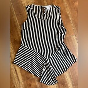 Peck & Peck Asymmetrical Black and White Dressy Tank